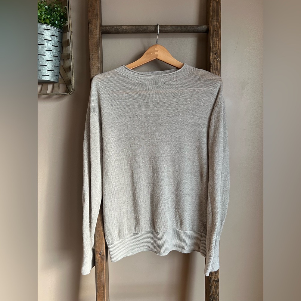 Banana Republic 100% Linen Crewneck Sweater in Light Taupe